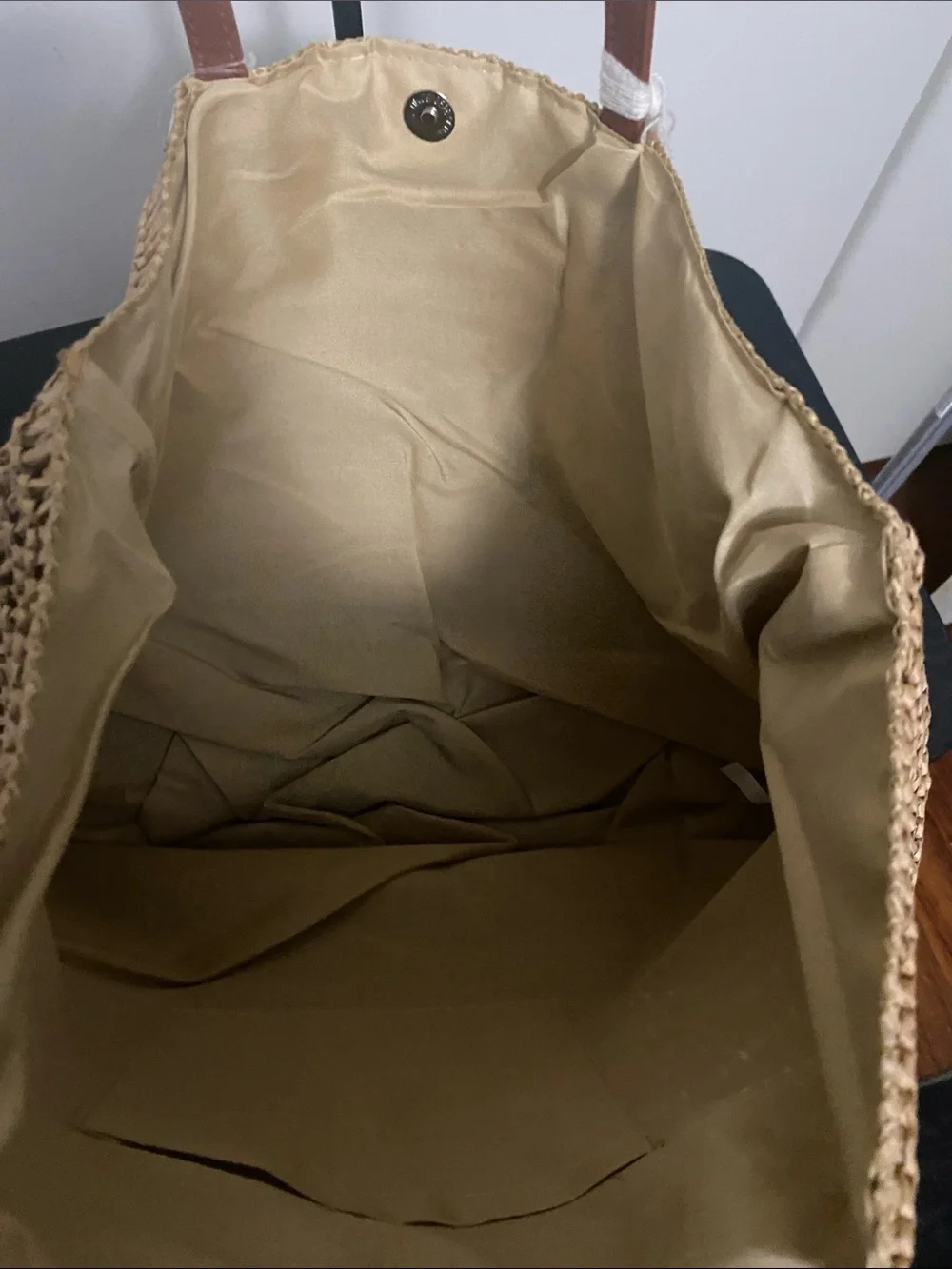 Cee Klein New York Vacay Straw Tote Bag in Natural with Brown Handles
